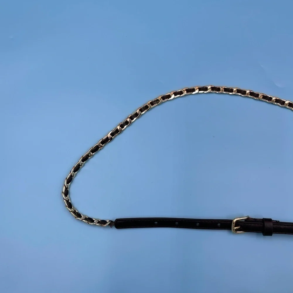 Vintage Ann Taylor Leather / Iron Chain Belt